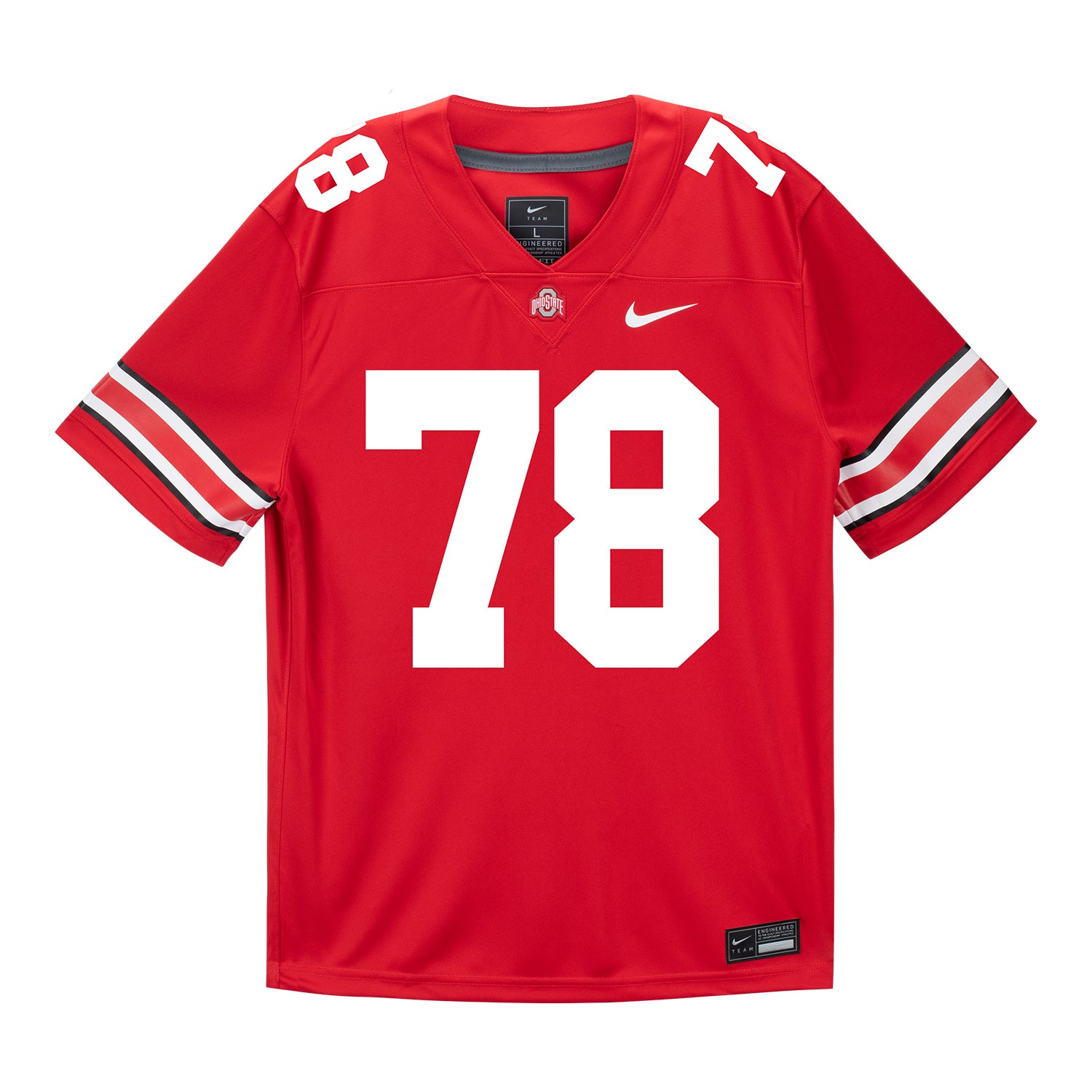 Ohio State Buckeyes Nike #78 Ethan Onianwa Student Athlete Scarlet Football Jersey - Front View