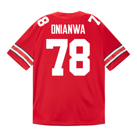 Ohio State Buckeyes Nike #78 Ethan Onianwa Student Athlete Scarlet Football Jersey - Back View