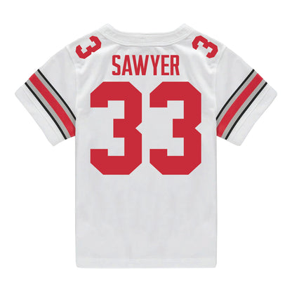 Ohio State Buckeyes Nike #33 Jack Sawyer Student Athlete White Football Jersey - Back View