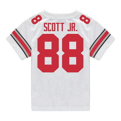 Ohio State Buckeyes Nike #88 Gee Scott Jr. Student Athlete White Football Jersey - Back View