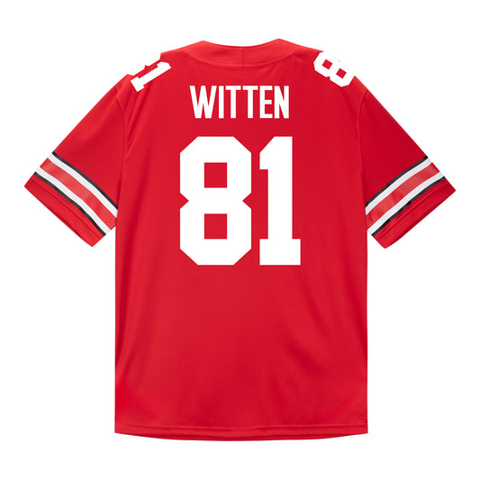 Ohio State Buckeyes Nike #81 Damarion Witten Student Athlete Scarlet Football Jersey - Back View