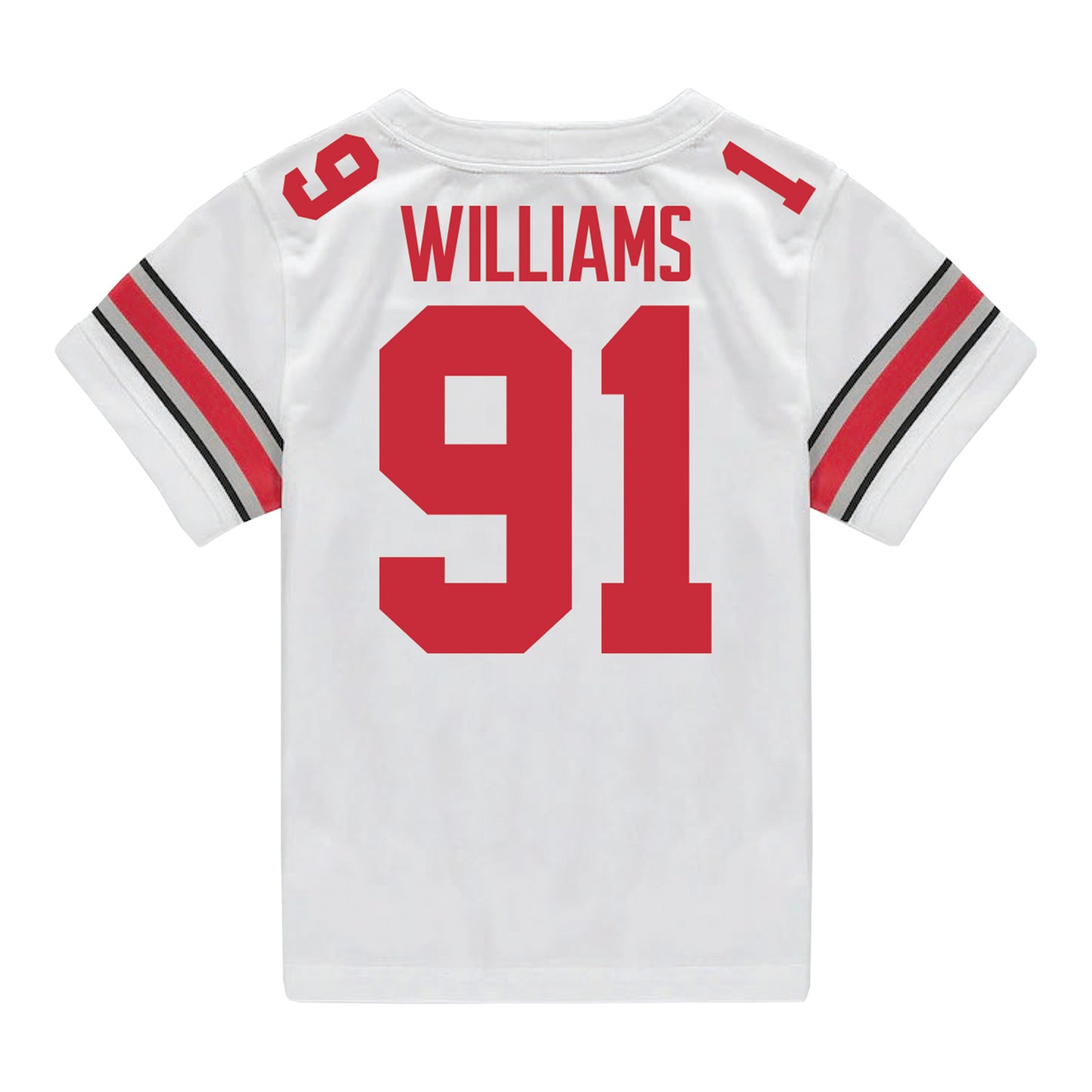 Ohio State Buckeyes Nike #91 Tyleik Williams Student Athlete White Football Jersey - Back View