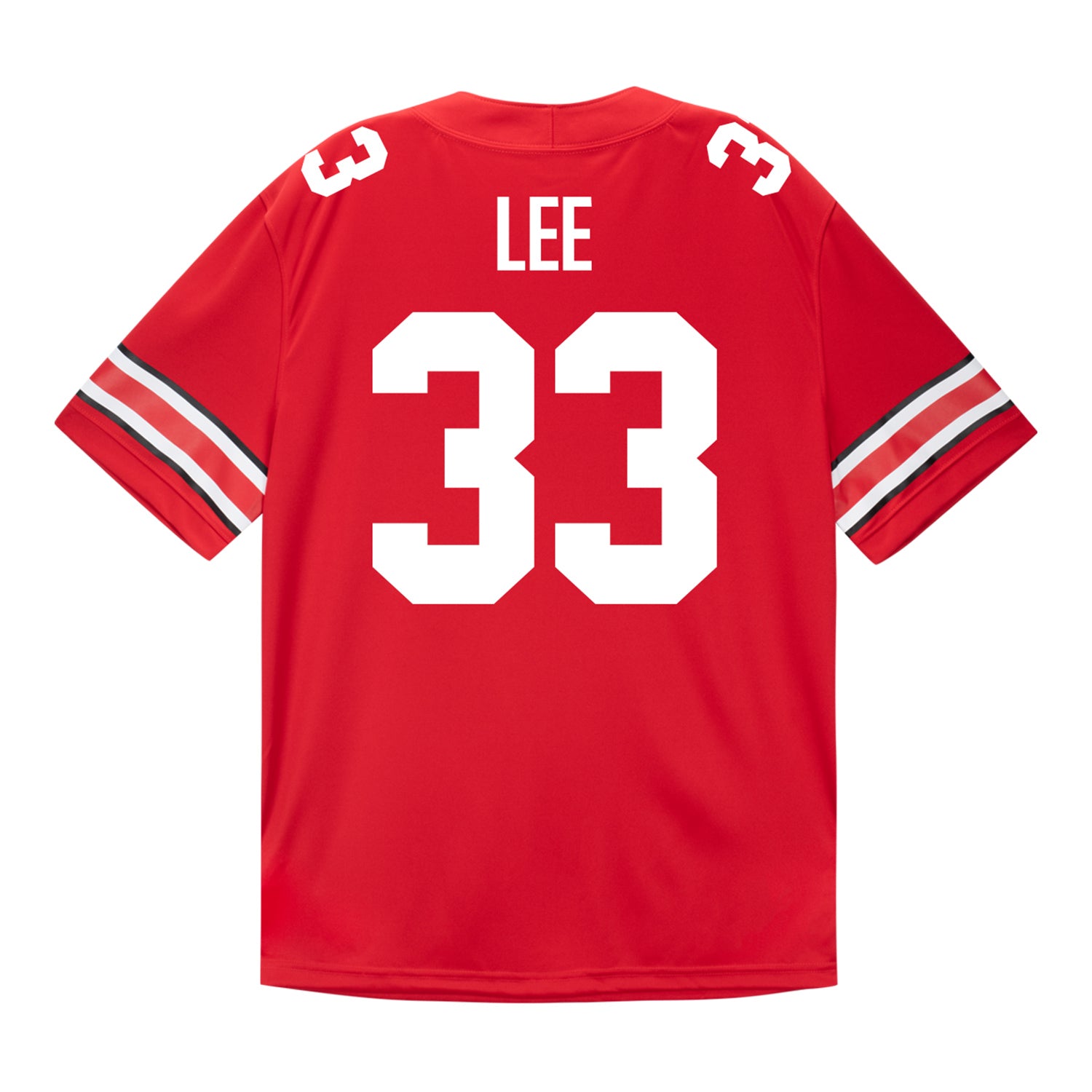 Ohio State Buckeyes Nike #33 Eli Lee Student Athlete Scarlet Football Jersey - Back View