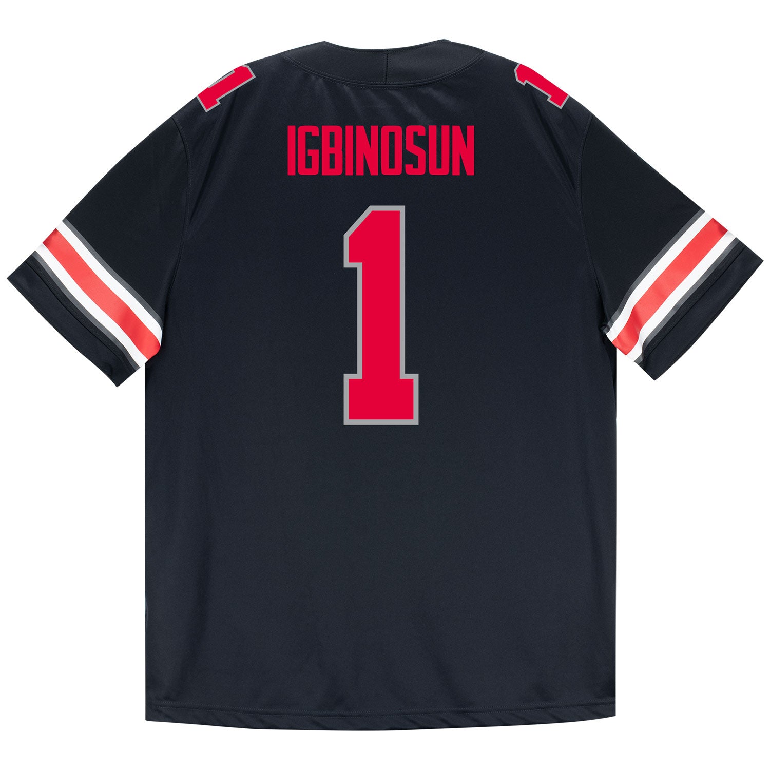 Ohio State Buckeyes Nike #1 Davison Igbinosun Student Athlete Black Football Jersey - Back View