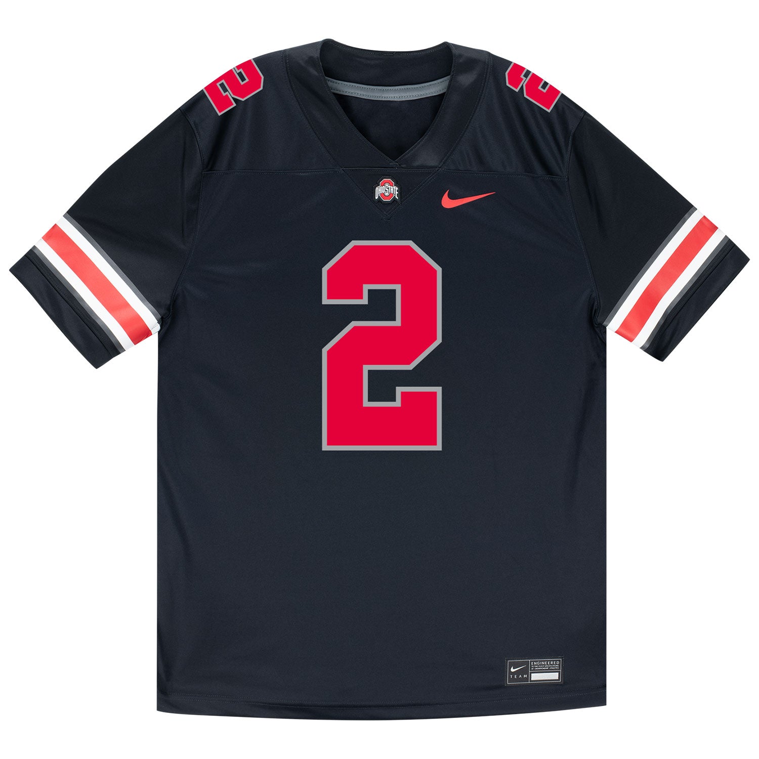 Ohio State Buckeyes Nike #2 Caleb Downs Student Athlete Black Football Jersey - Front View