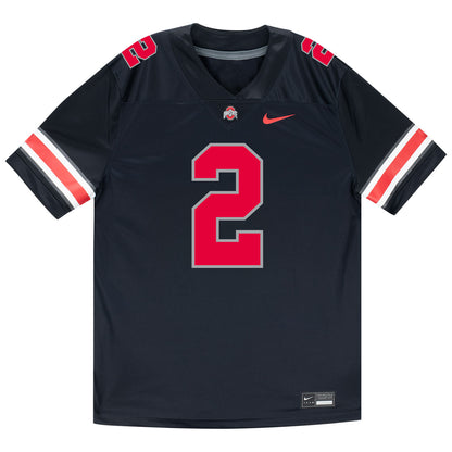 Ohio State Buckeyes Nike #2 Caleb Downs Student Athlete Black Football Jersey - Front View