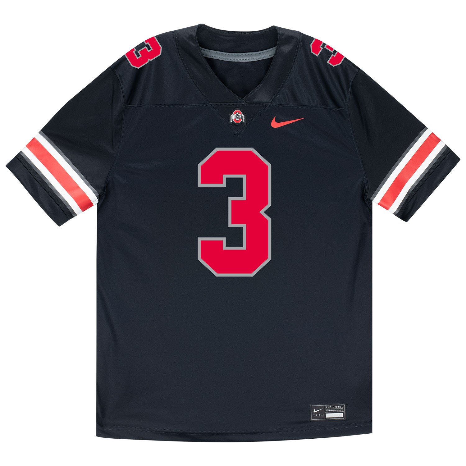 Ohio State Buckeyes Nike #3 Lorenzo Styles Student Athlete Black Football Jersey - Front View