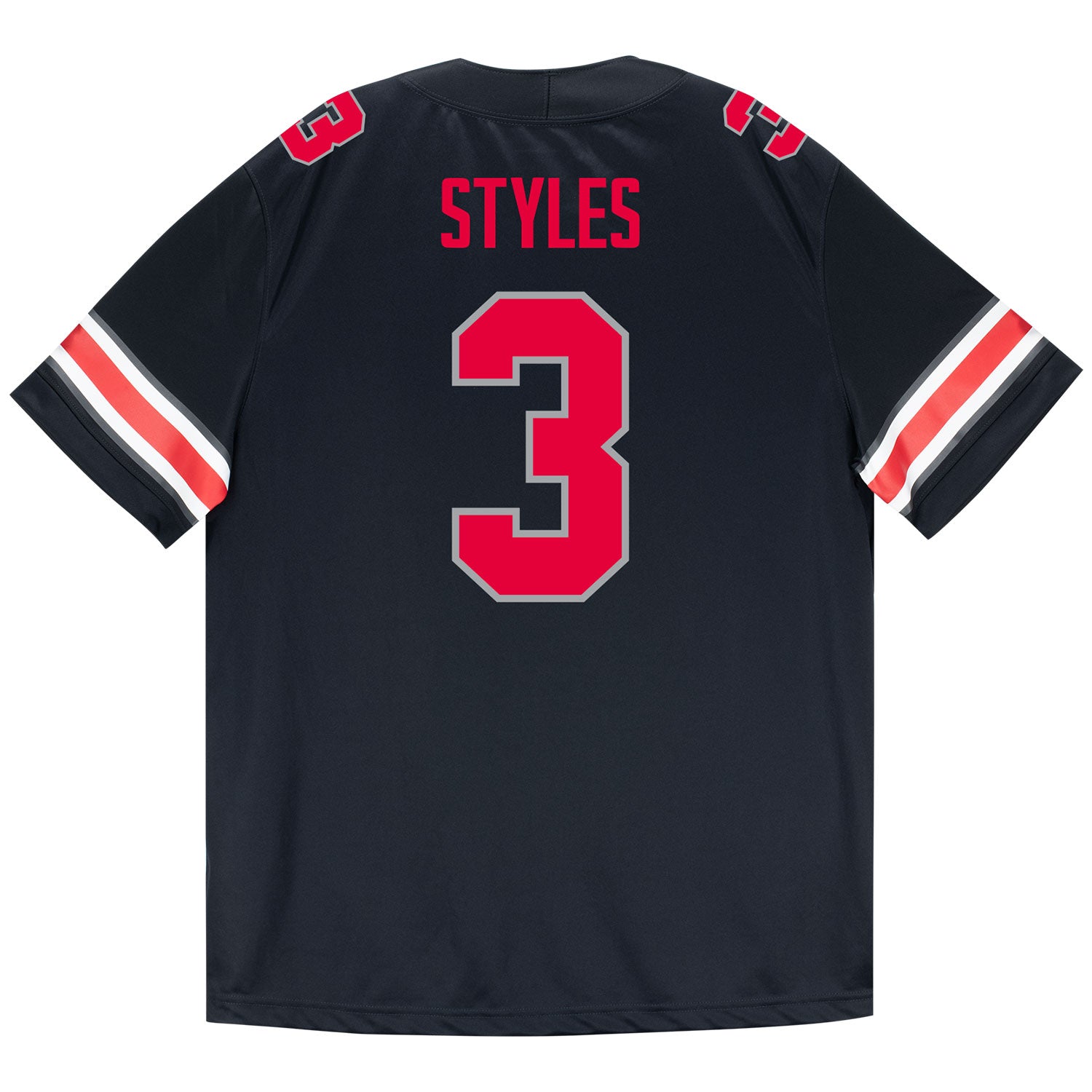 Ohio State Buckeyes Nike #3 Lorenzo Styles Student Athlete Black Football Jersey - Back View