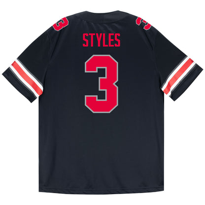 Ohio State Buckeyes Nike #3 Lorenzo Styles Student Athlete Black Football Jersey - Back View