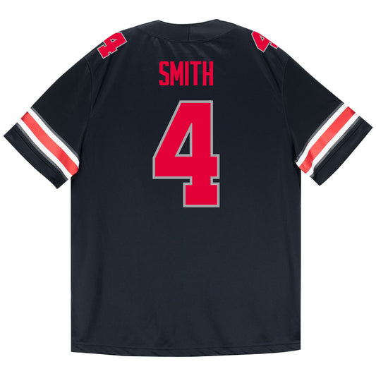 Youth Ohio State Buckeyes #4 Jeremiah Smith Student Athlete Football Black Jersey - Back View
