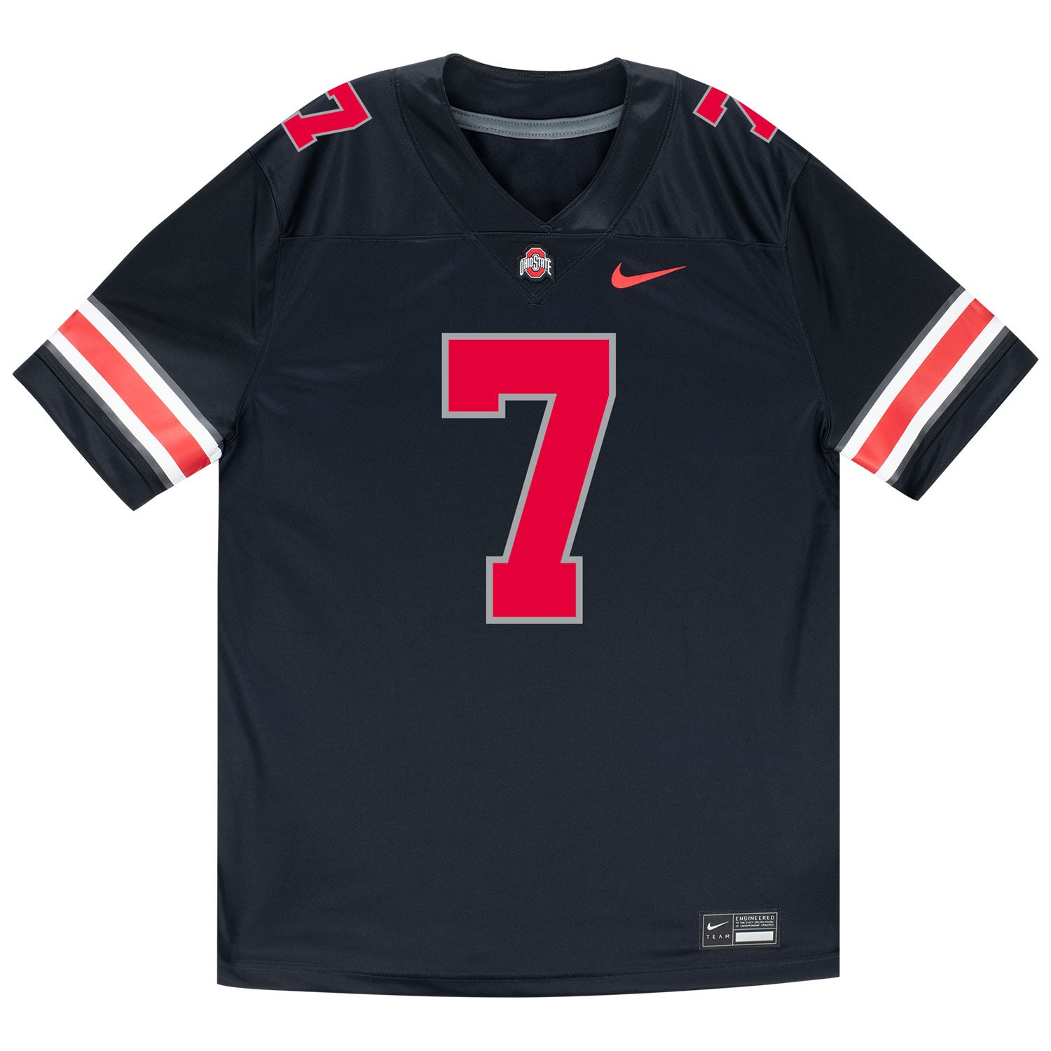 Ohio State Buckeyes Nike #7 Jermaine Mathews Jr. Student Athlete Black Football Jersey - Front View