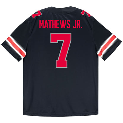 Ohio State Buckeyes Nike #7 Jermaine Mathews Jr. Student Athlete Black Football Jersey - Back View