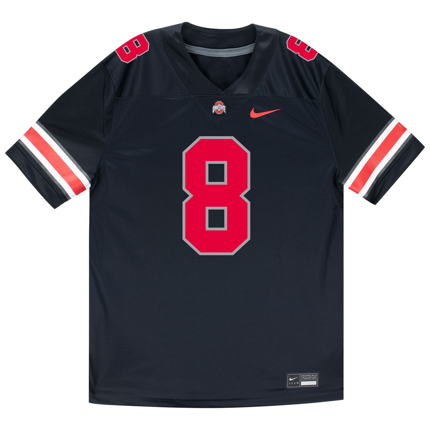 Ohio State Buckeyes Nike #8 Arvell Reese Student Athlete Black Football Jersey - Front View