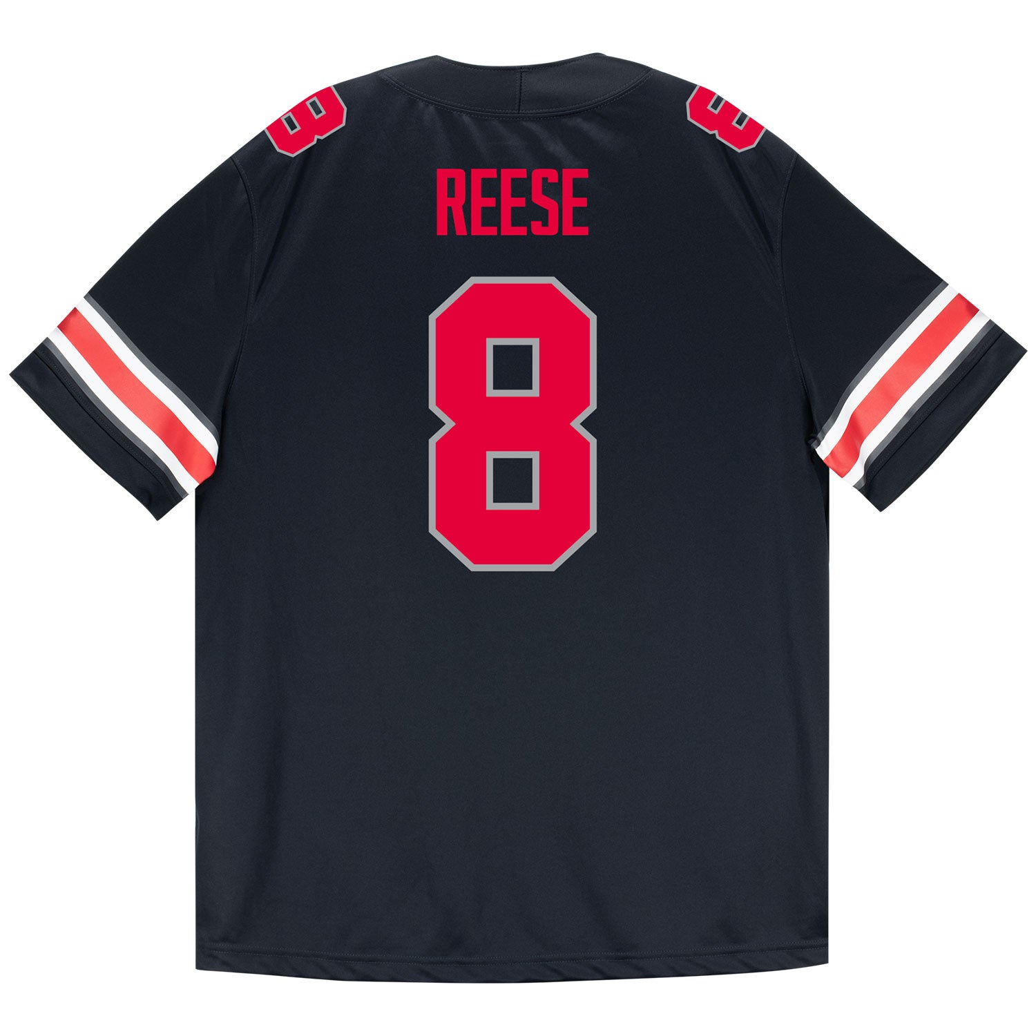 Ohio State Buckeyes Nike #8 Arvell Reese Student Athlete Black Football Jersey - Back View