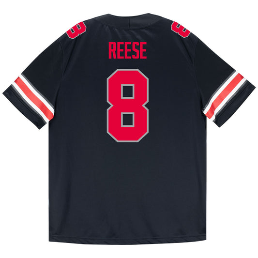 Ohio State Buckeyes Nike #8 Arvell Reese Student Athlete Black Football Jersey - Back View
