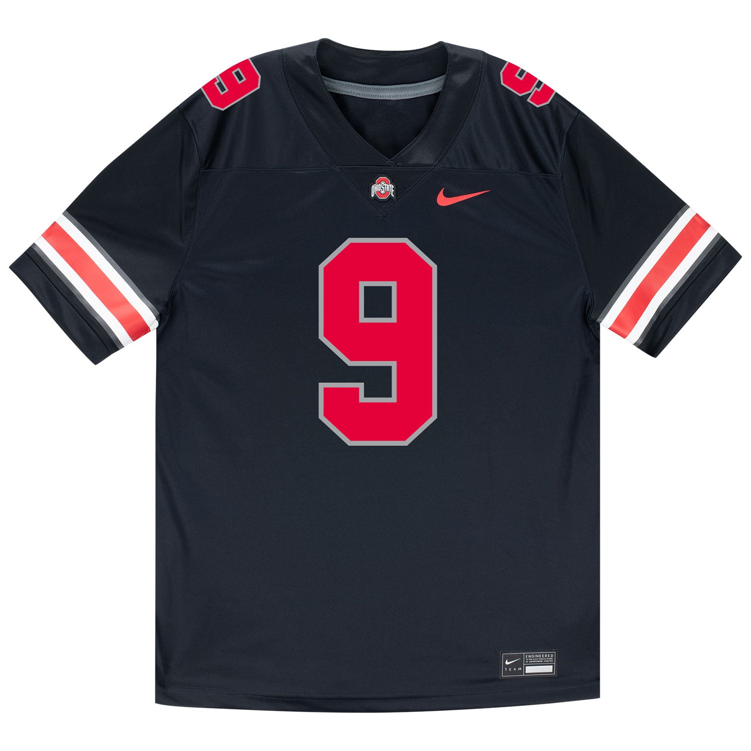 Ohio State Buckeyes Nike #9 Tavien St. Clair Student Athlete Black Football Jersey - Front View