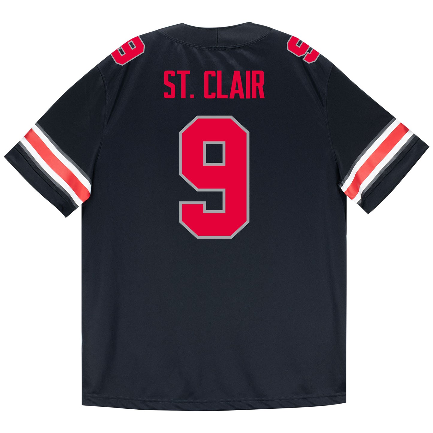 Ohio State Buckeyes Nike #9 Tavien St. Clair Student Athlete Black Football Jersey - Back View