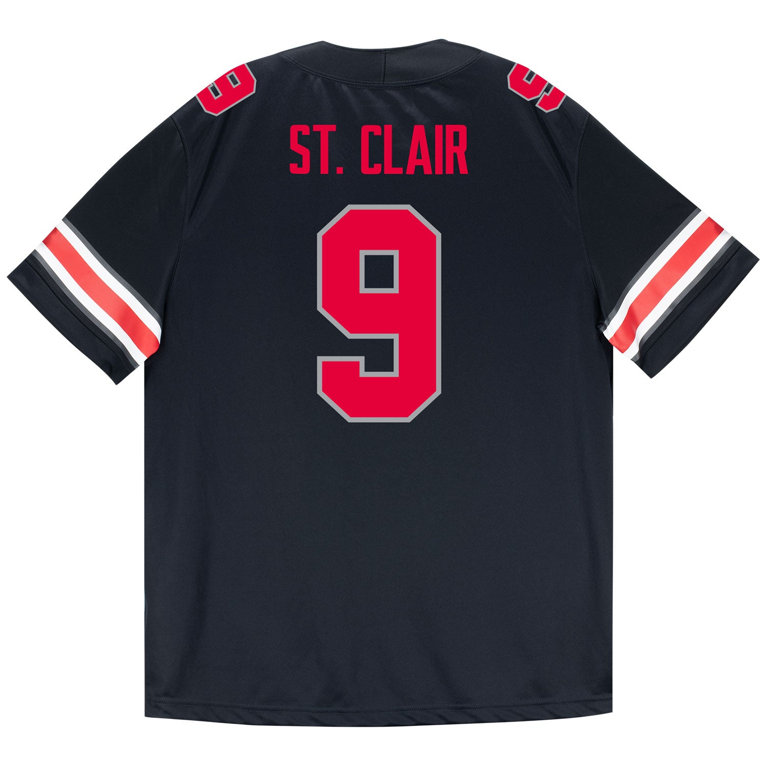 Ohio State Buckeyes Nike #9 Tavien St. Clair Student Athlete Black Football Jersey - Back View