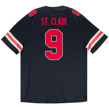 Ohio State Buckeyes Nike #9 Tavien St. Clair Student Athlete Black Football Jersey - Back View
