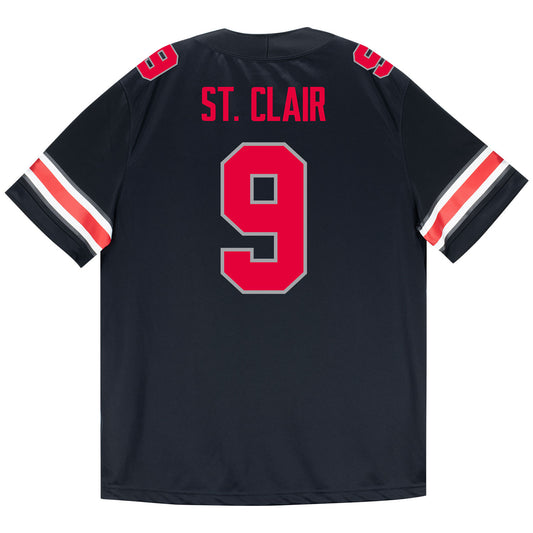 Ohio State Buckeyes Nike #9 Tavien St. Clair Student Athlete Black Football Jersey - Back View