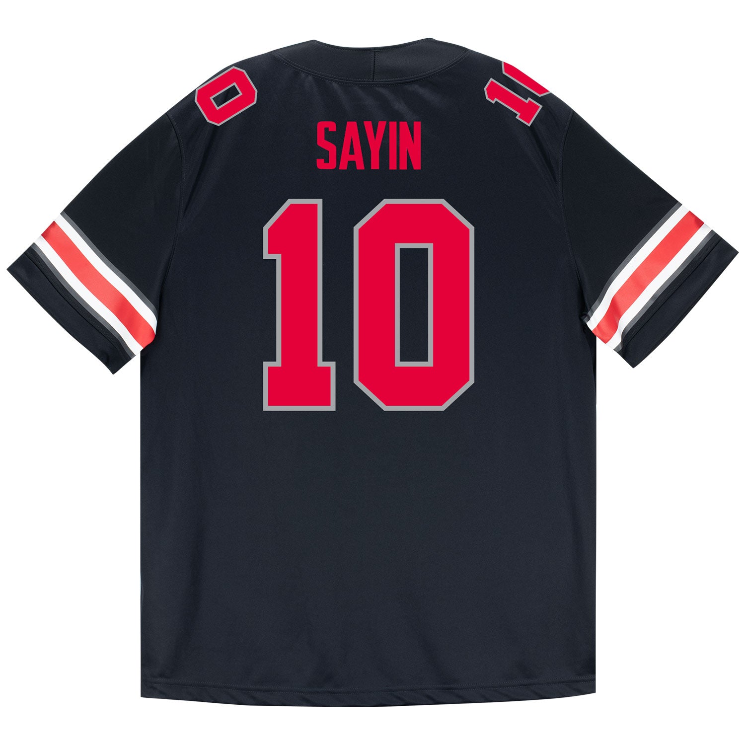 Youth Ohio State Buckeyes #10 Julian Sayin Student Athlete Football Black Jersey - Back View