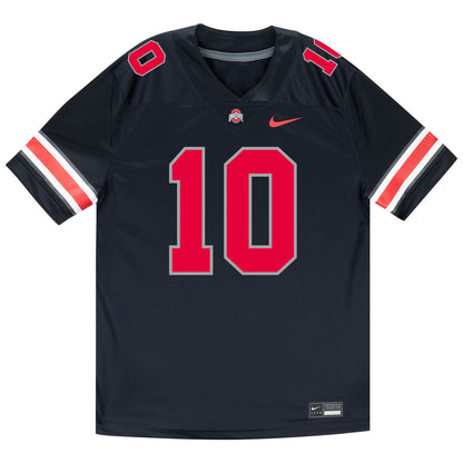 Ohio State Buckeyes Nike #10 Faheem Delane Student Athlete Black Football Jersey - Front View