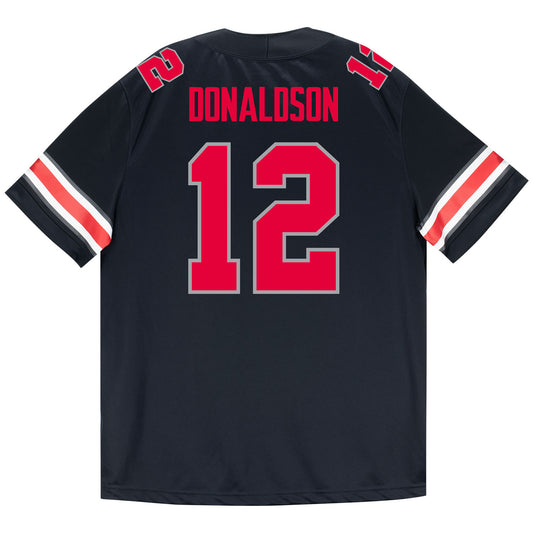 Ohio State Buckeyes Nike #12 CJ Donaldson Student Athlete Black Football Jersey - Back View
