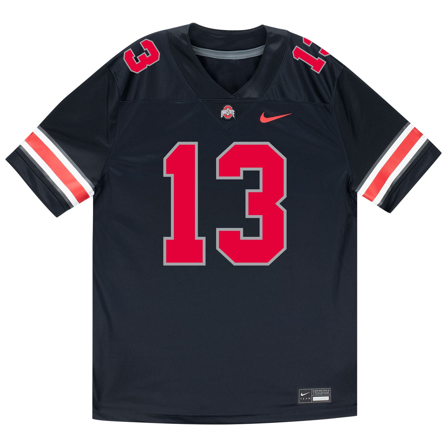 Ohio State Buckeyes Nike #13 Miles Lockhart Student Athlete Black Football Jersey - Front View