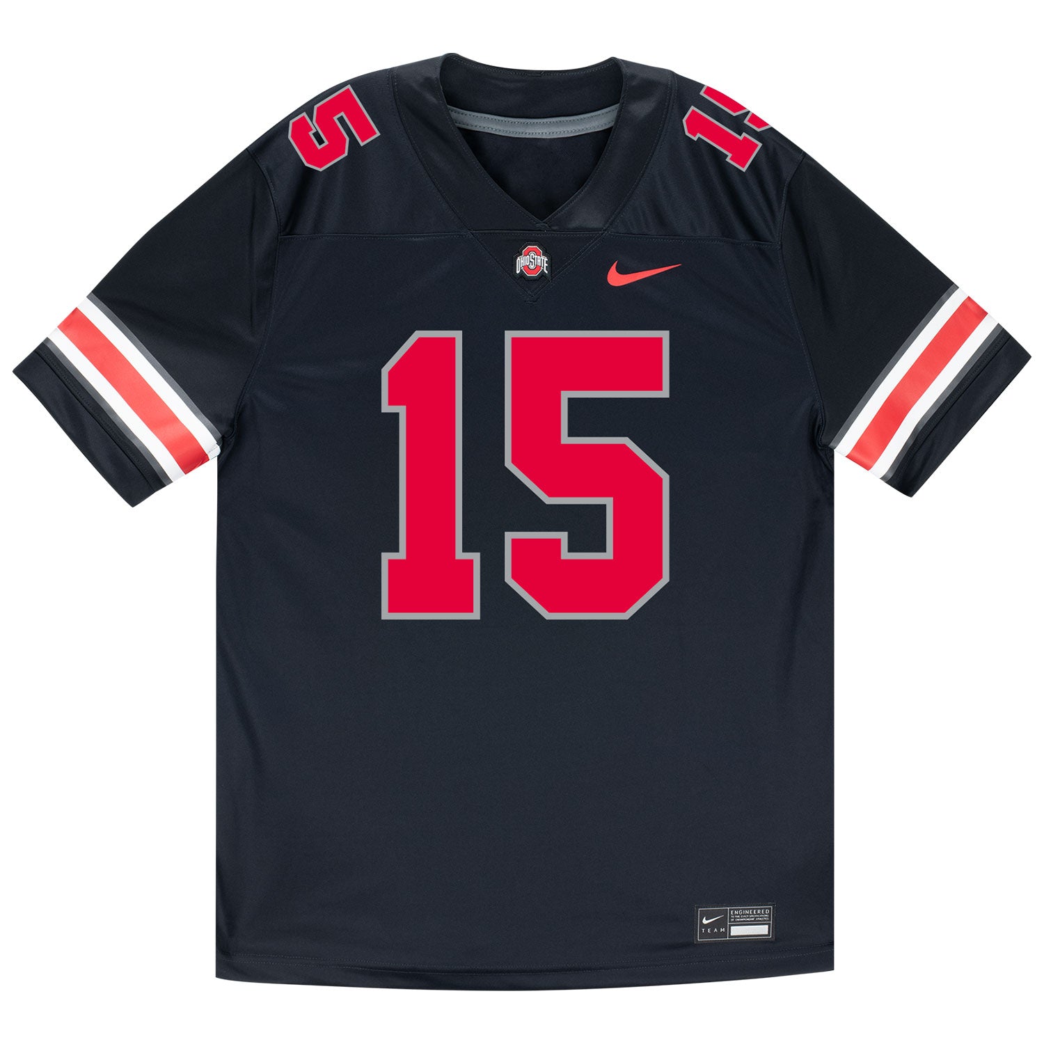 Ohio State Buckeyes Nike #15 Zion Grady Student Athlete Black Football Jersey - Front View