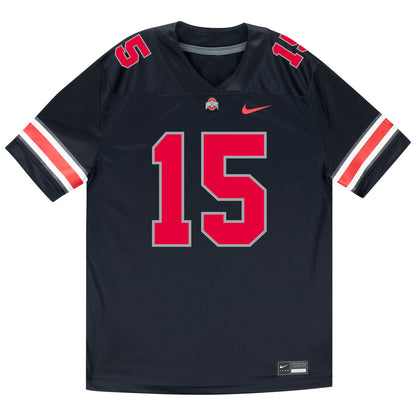Ohio State Buckeyes Nike #15 Zion Grady Student Athlete Black Football Jersey - Front View