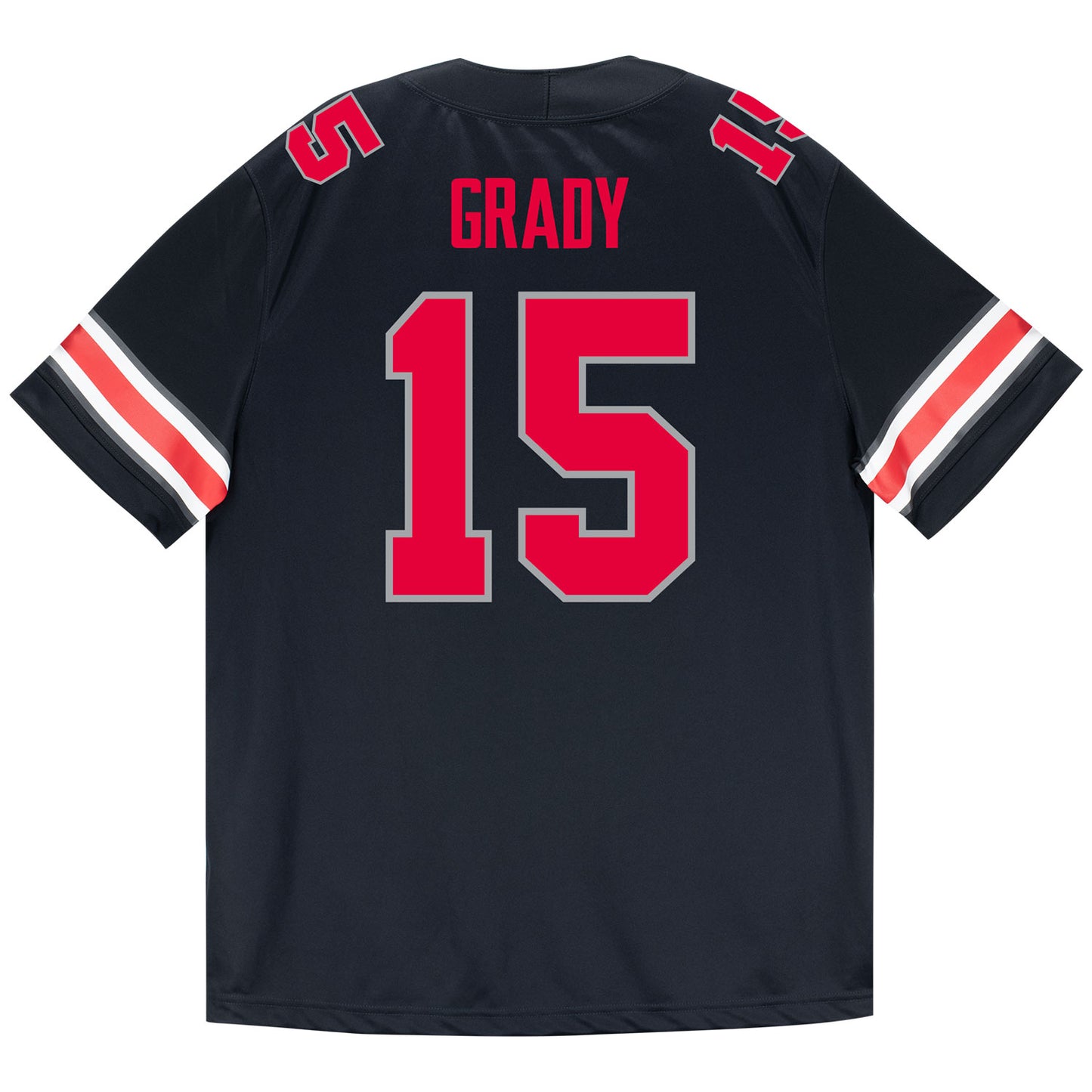 Ohio State Buckeyes Nike #15 Zion Grady Student Athlete Black Football Jersey - Back View