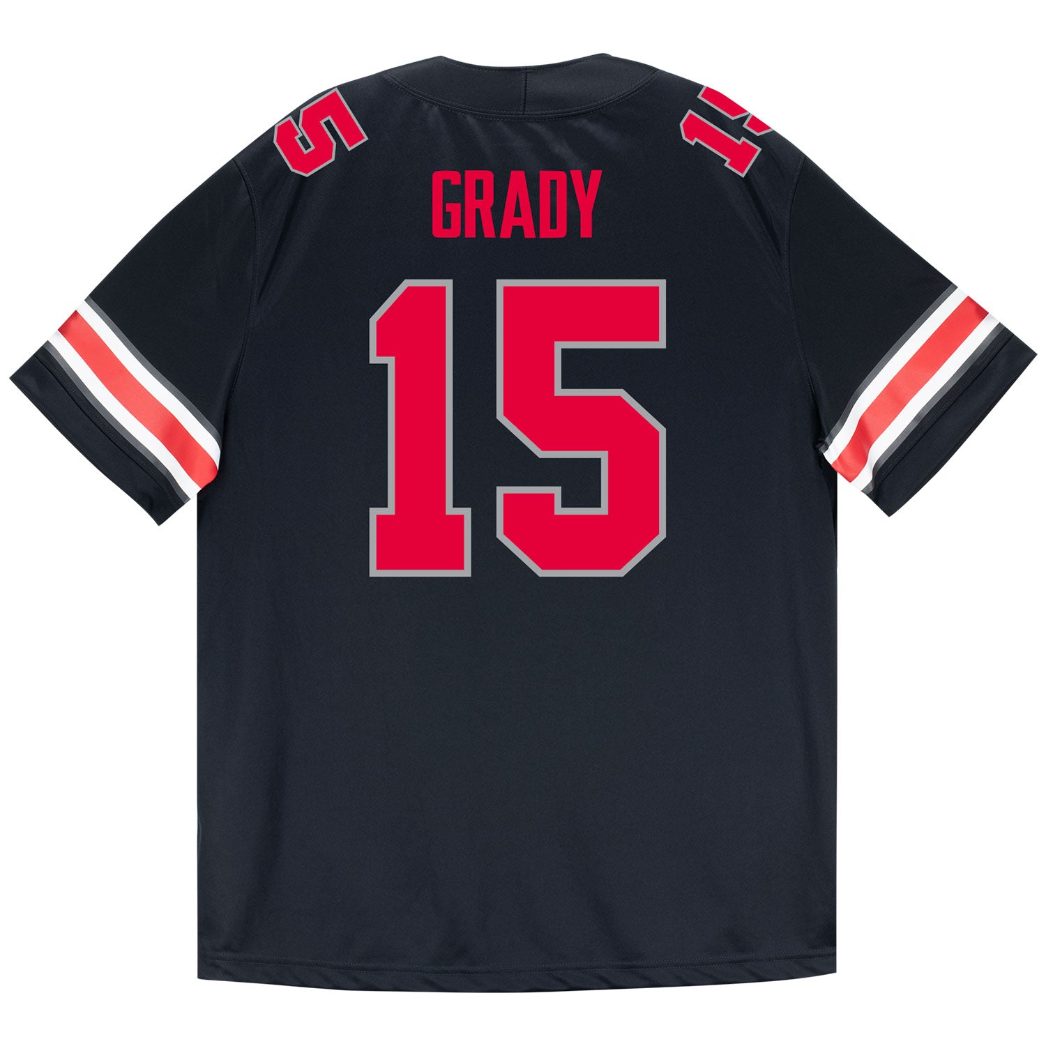Ohio State Buckeyes Nike #15 Zion Grady Student Athlete Black Football Jersey - Back View