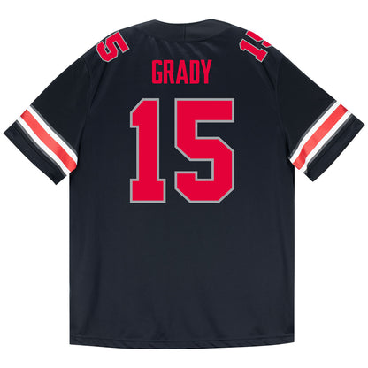 Ohio State Buckeyes Nike #15 Zion Grady Student Athlete Black Football Jersey - Back View
