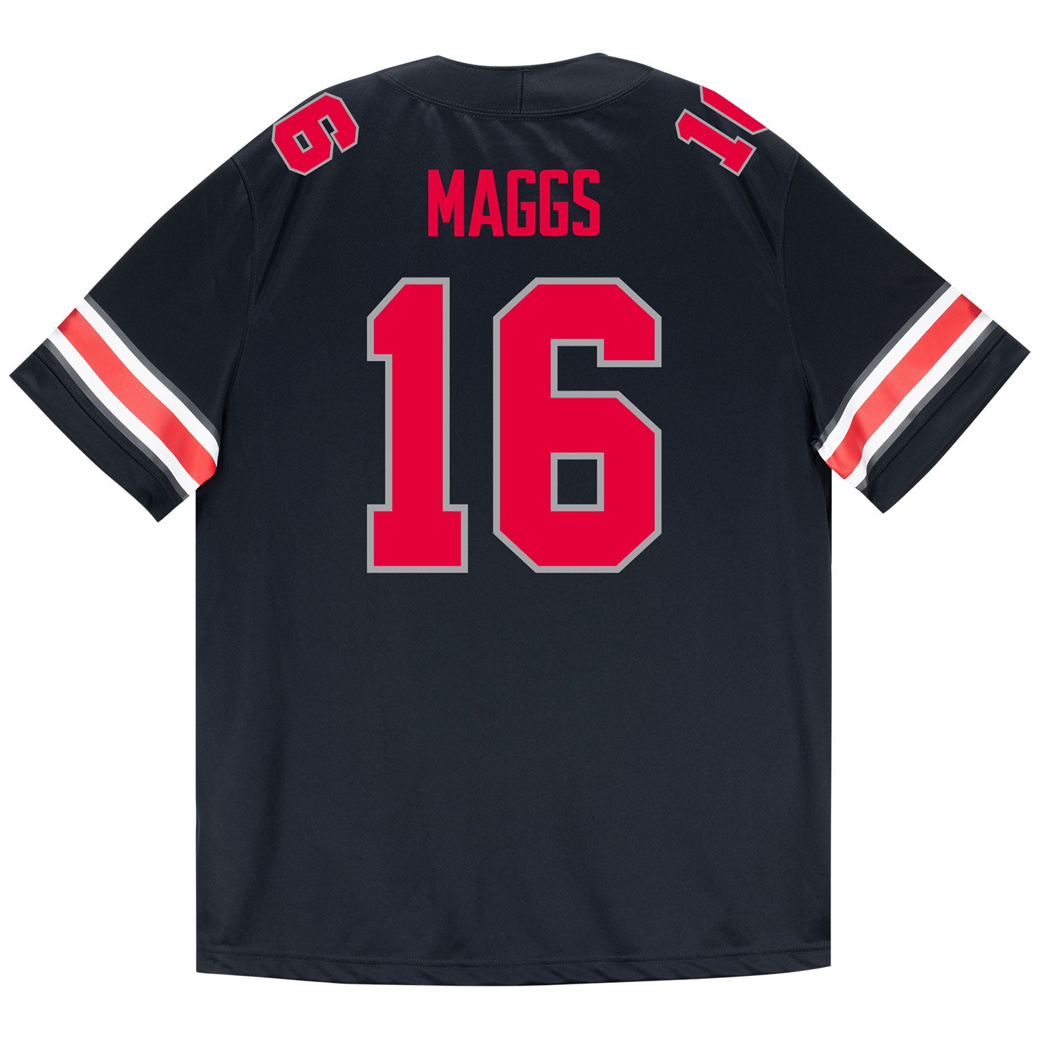 Ohio State Buckeyes Nike #16 Mason Maggs Student Athlete Black Football Jersey - Back View