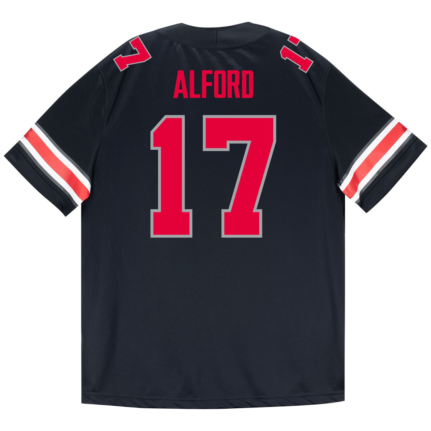 Ohio State Buckeyes Nike #17 TJ Alford Student Athlete Black Football Jersey - Back View