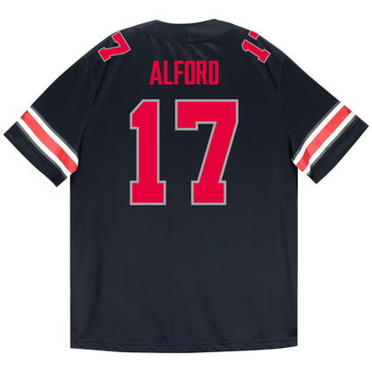 Ohio State Buckeyes Nike #17 TJ Alford Student Athlete Black Football Jersey - Back View