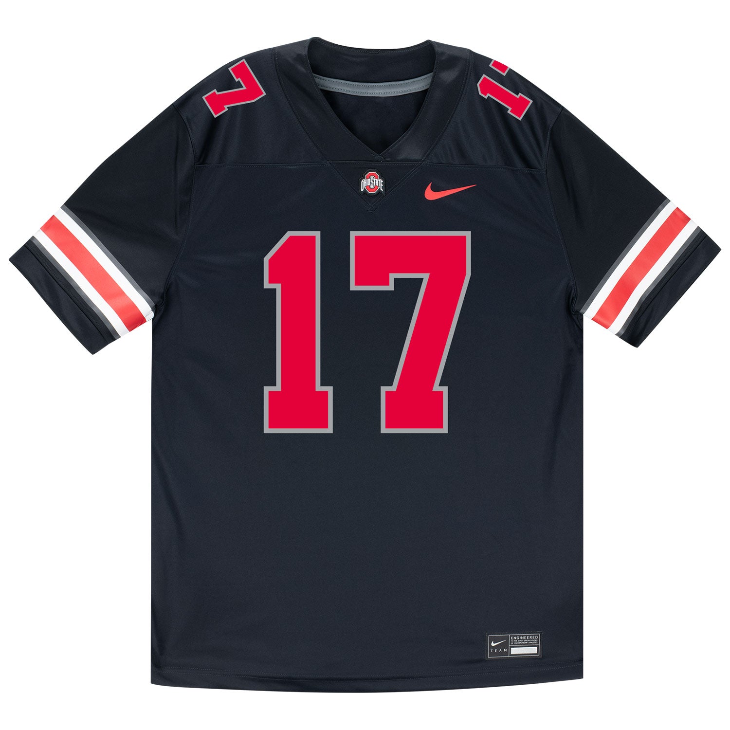 Ohio State Buckeyes Nike #17 Carnell Tate Student Athlete Black Football Jersey - Front View