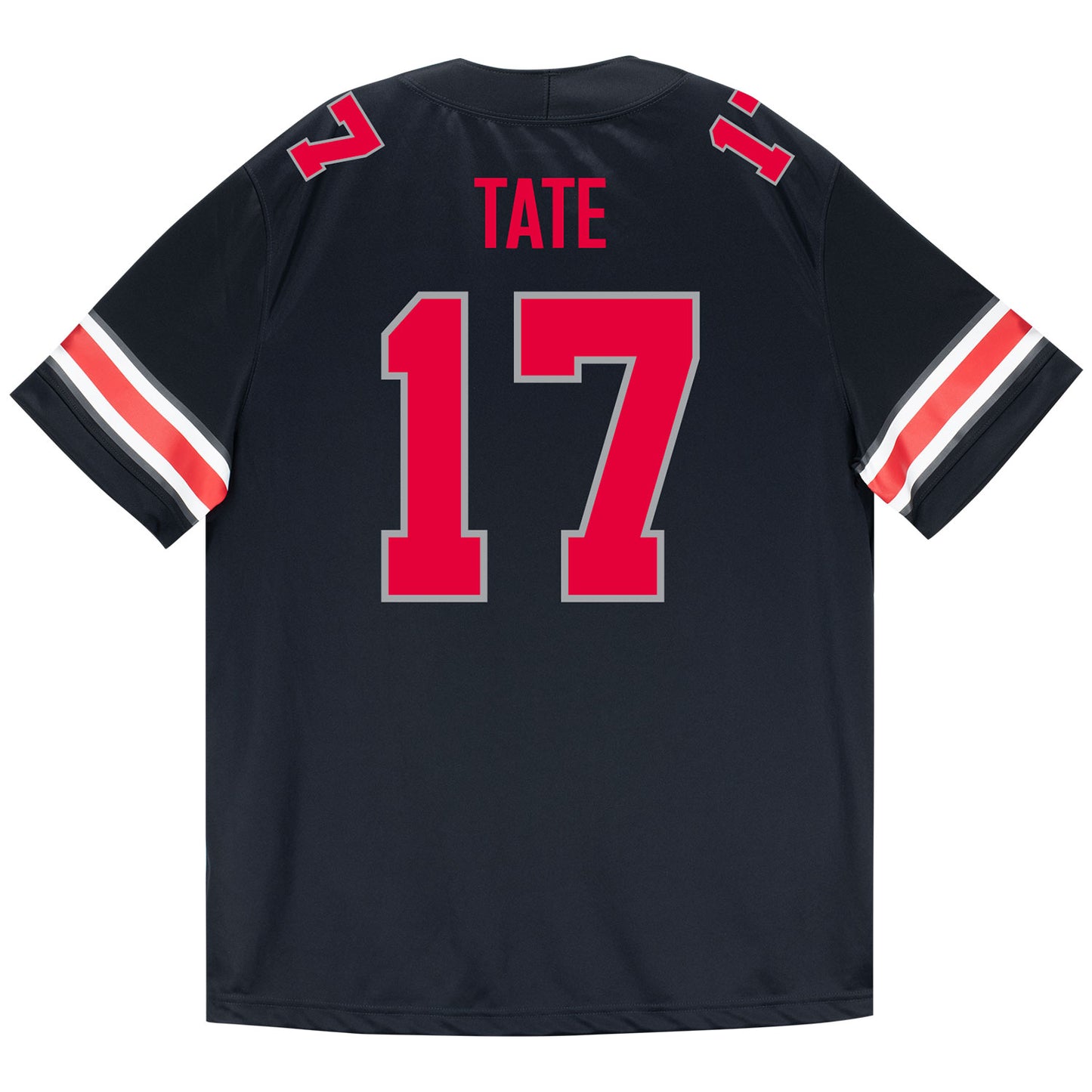 Ohio State Buckeyes Nike #17 Carnell Tate Student Athlete Black Football Jersey - Back View