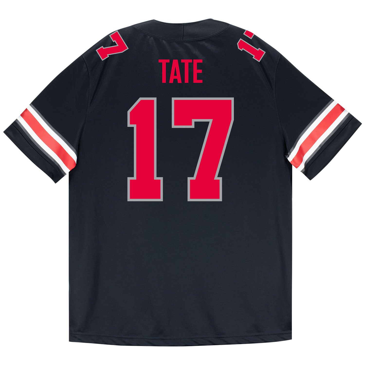 Ohio State Buckeyes Nike #17 Carnell Tate Student Athlete Black Football Jersey - Back View