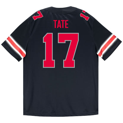 Ohio State Buckeyes Nike #17 Carnell Tate Student Athlete Black Football Jersey - Back View
