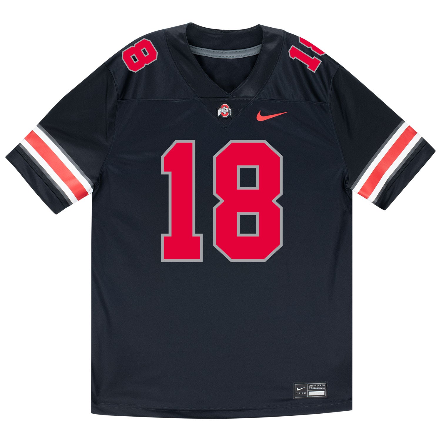 Ohio State Buckeyes Nike #18 Jaylen McClain Student Athlete Black Football Jersey - Front View