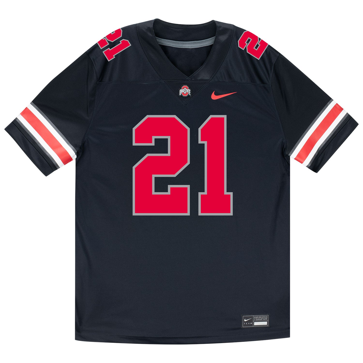 Ohio State Buckeyes Nike #21 Brenten Jones Student Athlete Black Football Jersey - Front View