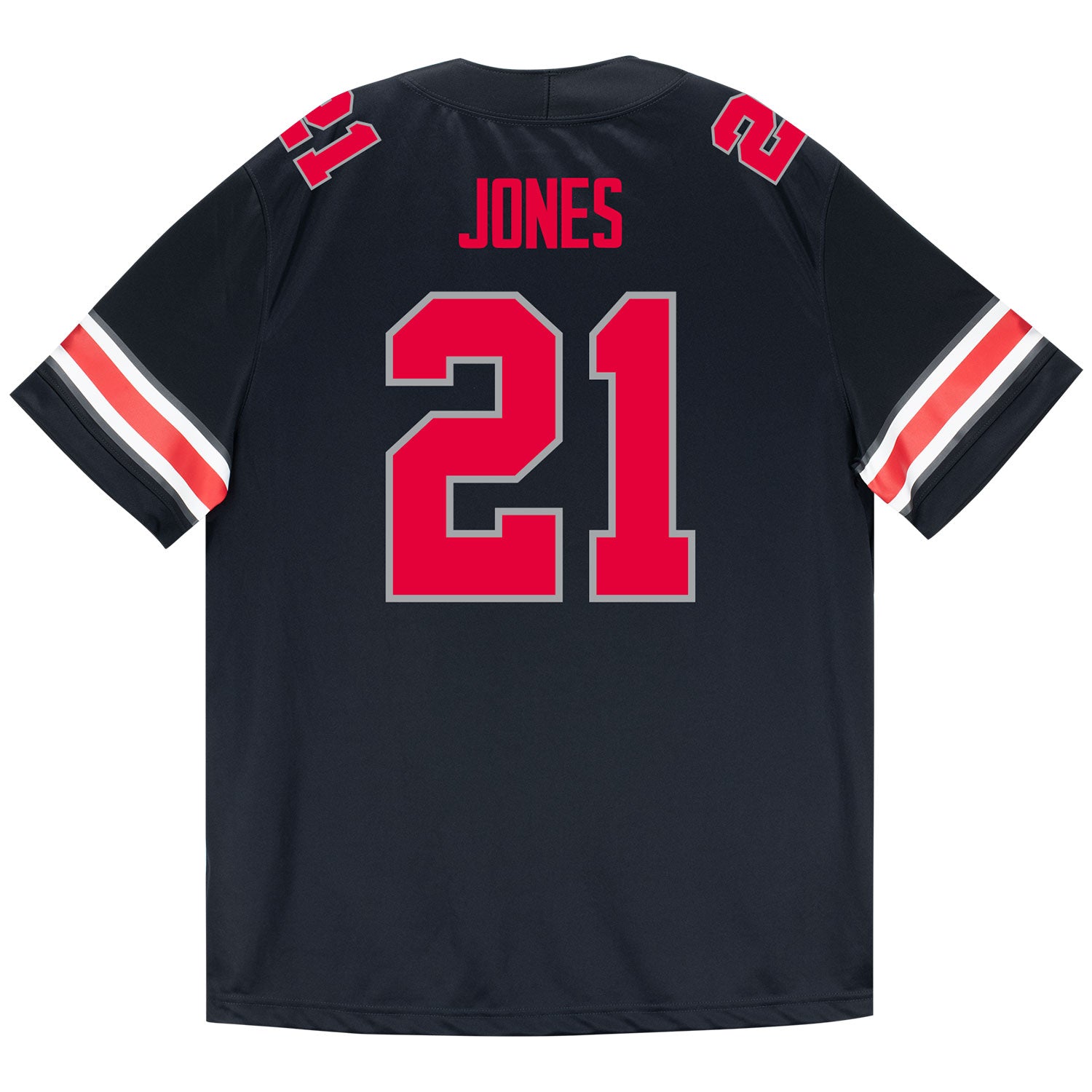 Ohio State Buckeyes Nike #21 Brenten Jones Student Athlete Black Football Jersey - Back View