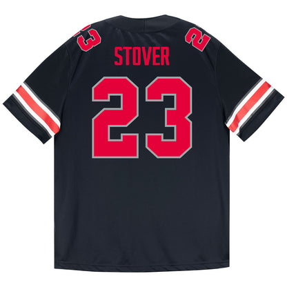 Ohio State Buckeyes Nike #23 Garrett Stover Student Athlete Black Football Jersey - Back View