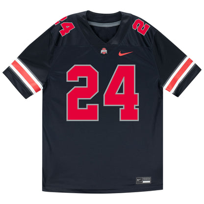 Ohio State Buckeyes Nike #24 Deshawn Stewart Student Athlete Black Football Jersey - Front View