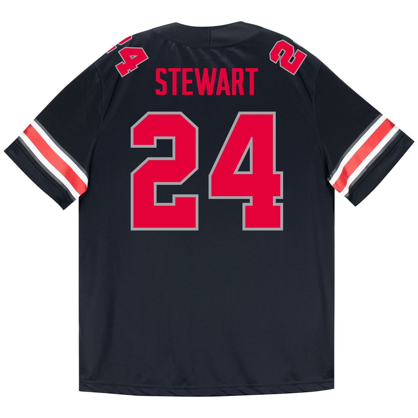 Ohio State Buckeyes Nike #24 Deshawn Stewart Student Athlete Black Football Jersey - Back View