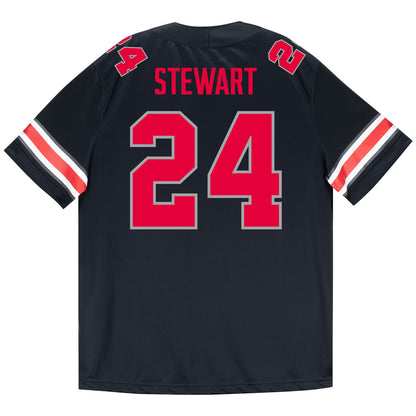 Ohio State Buckeyes Nike #24 Deshawn Stewart Student Athlete Black Football Jersey - Back View