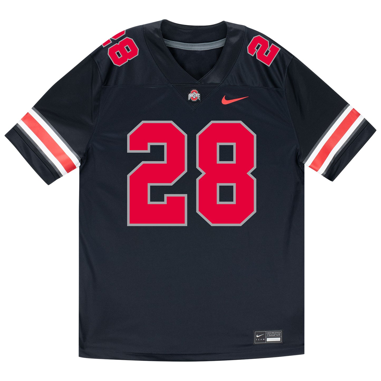 Ohio State Buckeyes Nike #28 Leroy Roker Student Athlete Black Football Jersey - Front View