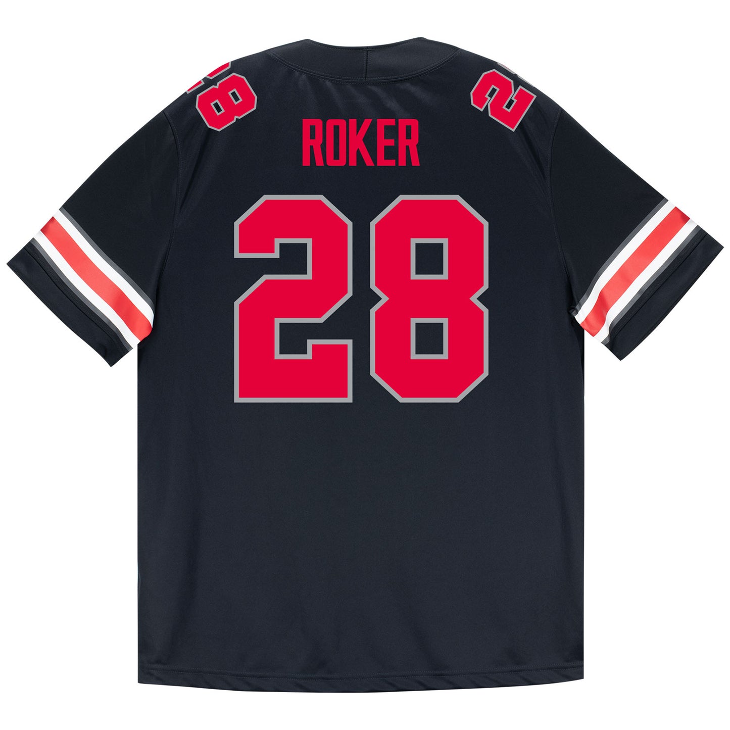 Ohio State Buckeyes Nike #28 Leroy Roker Student Athlete Black Football Jersey - Back View