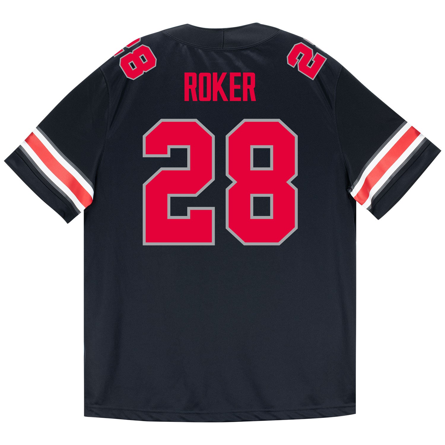 Ohio State Buckeyes Nike #28 Leroy Roker Student Athlete Black Football Jersey - Back View